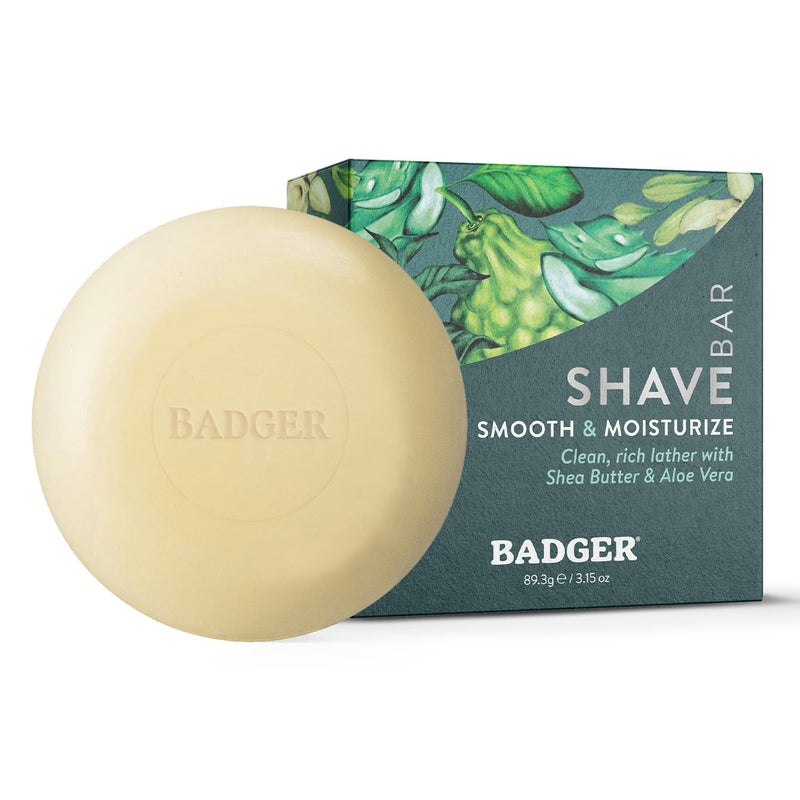 Badger Shaving Soap Puck Organic Moisturizing Shave Soap Bar Rich Lasting Lather Light Natural Scent Plastic Free  Vegan Shave Soap for Men  Women 315 oz Bar
